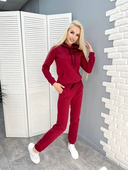 Теплий жіночий спортивний костюм Fashion 46/48 марсала