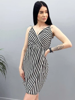 Летнее женское платье-сарафан Fashion в полоску 46/48 черный