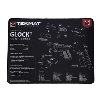 Килимок TekMat Ultra 20 для чищення пістолетів Glock 42-43