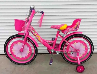 Детский двухколесный велосипед Azimut Girl 20" Розовый с корзиной и багажником (идет без доп.колесиков)