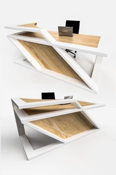 Дизайнерский Письменный компьютерный стол Loft Design 180x80x75h Белый/Дерево ATL466