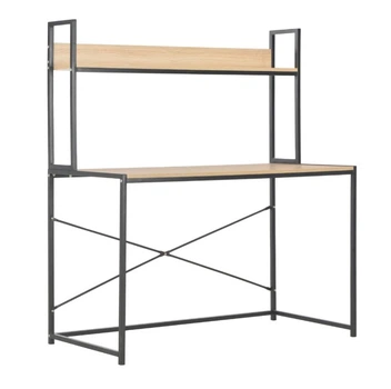 Дизайнерский Письменный компьютерный стол с полками Loft Design 120x60x150h Черный/Дерево ATL629