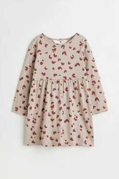 Платье длинный рукав бежевое леопард H&M 110-116см (40009691)