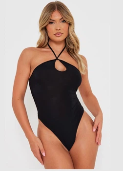 Боди халтер однотонный PrettyLittleThing Черный 11029 XS (40)