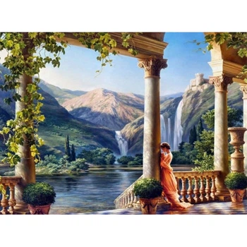 Алмазная мозаика "Девушка у водопада" Алмазная мозаика 40x50см DM-352
