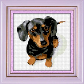 Алмазна мозаїка "Такса" Dream Art в коробці 25x25см 30048
