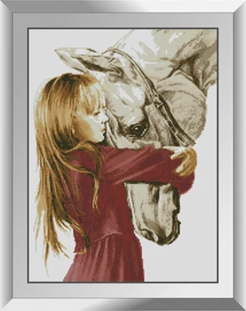 Алмазна мозаїка "Дівчинка і кінь" Dream Art в коробці 31547