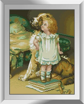 Алмазна мозаїка "Дівчинка з собакою" Dream Art в коробці 31128