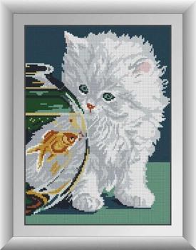 Алмазна мозаїка "Білий кошеня" Dream Art в коробці 27x37см 30343