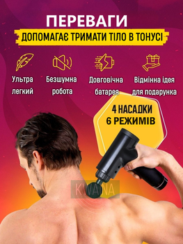 Ручной аккумуляторный массажный пистолет Fascial Gun массажер для всего тела