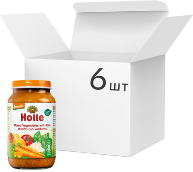 Упаковка пюре Holle органічне Овочевий мікс з рисом з 8 місяців 220 г х 6 шт (7640230490962)