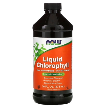 Хлорофилл жидкий с мятным вкусом, Liquid Chlorophyll, Now Foods, 473 мл., (NOW-02644)