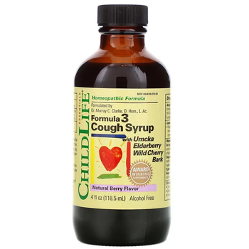 Сироп от кашля, Cough Syrup, ChildLife, ягодный вкус, без спирта, 118.5 мл (CDL-10950)