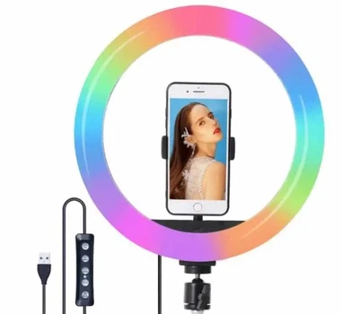 Цветная кольцевая лампа MJJ-33 USB LED RGB для селфи + держатель