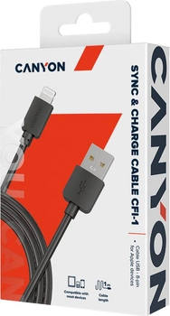 Kabel Canyon CFI-1 Lightning - USB 5W 1m Czarny (CNE-CFI1B-DF)