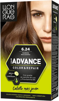 Farba kremowa z utleniaczem do włosów Llongueras Color Advance Hair Colour 6.24 Macadamia Brown 125 ml (8411126005817)