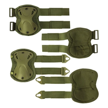 Комплект захисту AOKALI F001 Green тактичний наколінники + налокітники штурмові