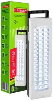 Аварийный светильник с аккумулятором EUROLAMP 45 SMD 9W 720lm 6500-7000K 1800mAh (EM-45SMD/9W(S)) и солнечной батареей