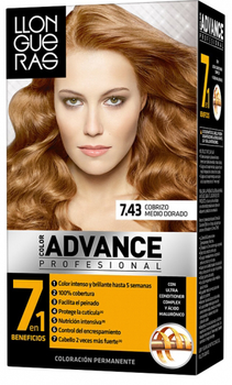 Farba kremowa z utleniaczem do włosów Llongueras Color Advance Hair Colour 7.43 Cobrizo Medio Dorado 125 ml (8411126030321)