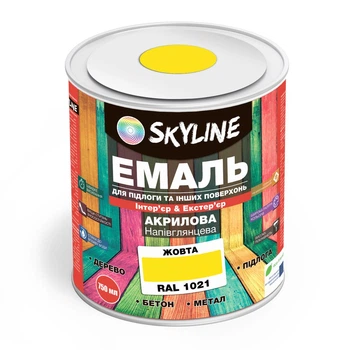 Эмаль для пола акрил-полиуретановая SkyLine Желтый RAL 1021 0.75 л
