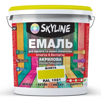 Эмаль для пола акрил-полиуретановая SkyLine Желтый RAL 1021 5 л