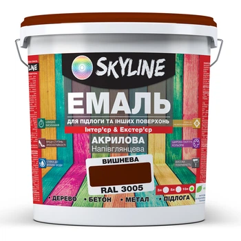 Эмаль для пола акрил-полиуретановая SkyLine Вишневый RAL 3005 10 л