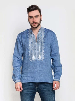 Рубашка-вышиванка мужская с узором NARODNYY BUTIK 2004.1 48 Джинс (NB2000000149350)
