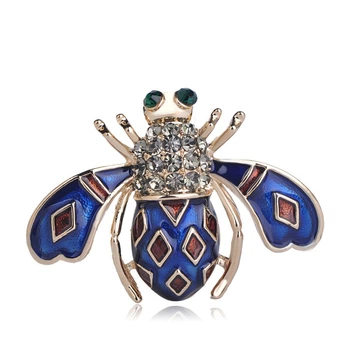 Брошь унисекс BROCHE бижутерия с эмалью Насекомые Муха синяя BRBF111771