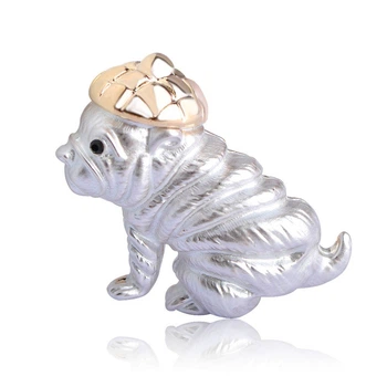 Брошь унисекс BROCHE бижутерия Животные Собаки Шарпей белая BRSF111177