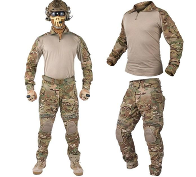 Тактический комплект демисезонный IdoGear G3 штаны ACP + рубашка UBACS + наколенники + налокотники размер S Мультикам