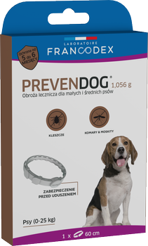 Obroża biobójcza Prevendog Francodex 60 cm dla małych i średnich psów do 25 kg 2 szt (3283021791943)