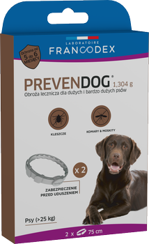 Obroża biobójcza Francodex Prevendog 75 cm dla psów dużych i bardzo dużych do 25 kg 2 szt. (3283021791950)