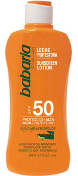 Сонцезахисний лосьйон Babaria Sunscreen Lotion With Aloe Vera SPF50 200 мл (8410412000499)