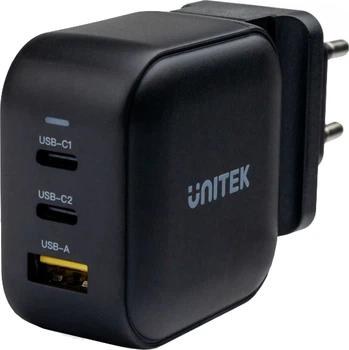 Ładowarka Unitek GaN 3 Port PD 66W QC 3.0 Czarna (P1108ABK)