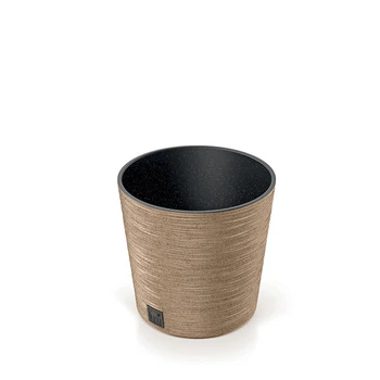 Горщик для квітів Prosperplast FURU ECO WOOD 25х24.7см круглий низький із вкладишем бежевий (57185-4665)