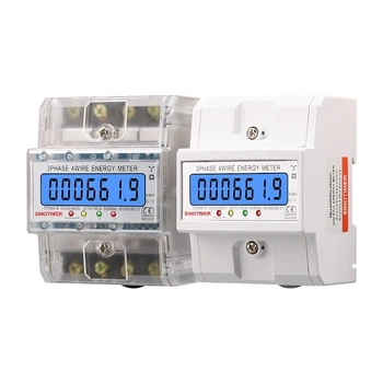 Лічильник електроенергії трифазний Sinotimer DTS6619 на дін рейку 3x10(100)А 3X230V 400V 50Hz DIN з підсвічуванням дисплея (колір білий)