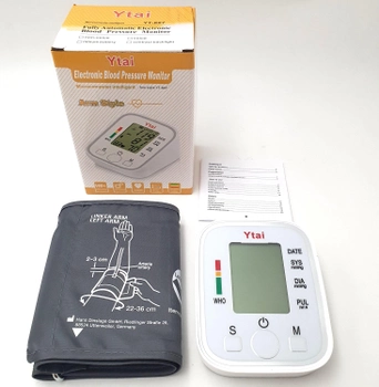 Тонометр автомат BLPM прилад для вимірювання тиску на передпліччя від батарейок 4xAAА YTAI YT-807