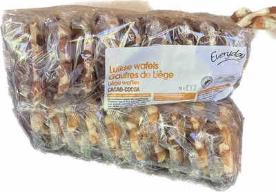 Бельгійські лєжзькі цукрові вафлі з шоколадом Liege wafels cocoa Everyday 600 гр