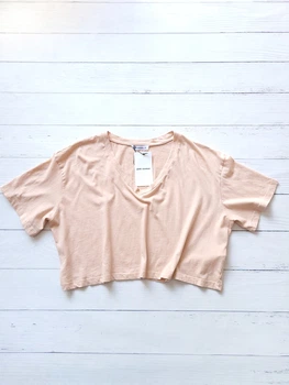 Футболка Oversize укороченная однотонная Pink Woman Персиковая 10984 M (44)