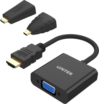 Кабель Unitek Y-6355 Micro/Mini HDMI на VGA + аудіоадаптер Black (4894160021779)