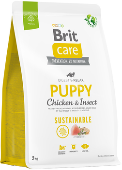 Сухий органічний корм Brit care dog sustainable puppy chicken insect 12 кг (8595602558629)