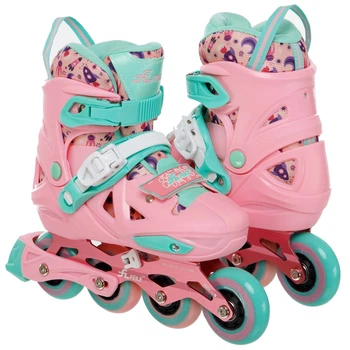 Роликовые коньки раздвижные Feile 225 размер 30-33 Light Pink-Mint