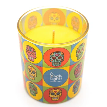 Ароматична свічка Magic Lights, аромат Ваніль, череп, 7,5*8,4 см, жовта (40010-5)
