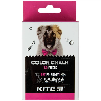 Мел цветной 12 шт.диаметр 9 мм Kite Dogs K22-075