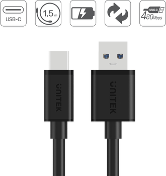 Kabel Unitek USB-A 2.0 - USB-C 2m C14068BK
