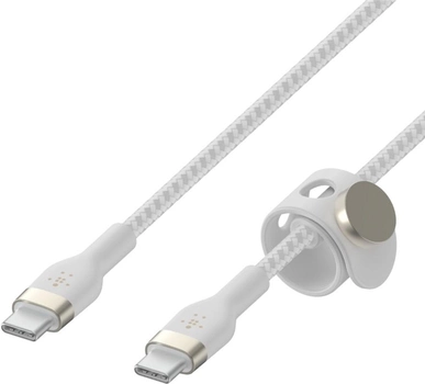 Kabel Belkin USB-C to USB-C 2.0 Braided Silicone 2 m Biały (CAB011BT2MWH)