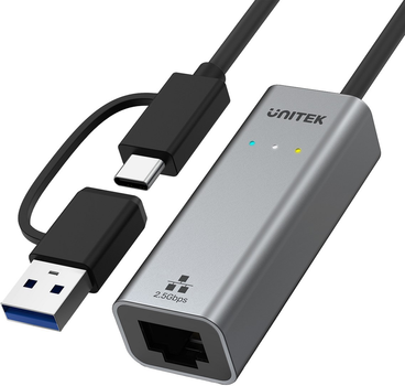 Адаптер Unitek USB-A/C до RJ45 2500 Mbps Ethernet (U1313C)