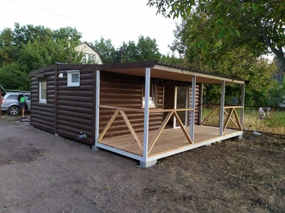 Модульный дом с террасой ПРОФМОДУЛЬ 6*4,8*2,5 м венге