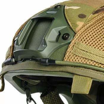 Баллистическая шлем-каска Fast WENDY цвета олива в универсальном кавере мультикам стандарта NATO (NIJ 3A) M/L