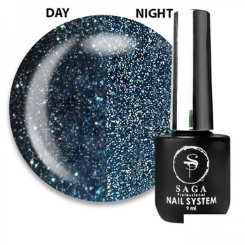 Гель-лак Saga Professional Fiery Gel 27 морський синій зі світловідбиваючими шиммерами та блискітками 9 мл (2100994264148)